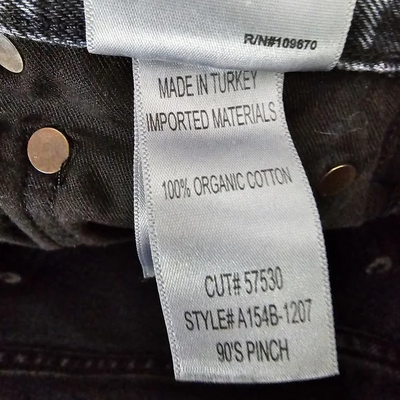 Agolde 90s Pinch Waist High Rise Straight Jean Black Washed Size 23 - Picture 6 of 7